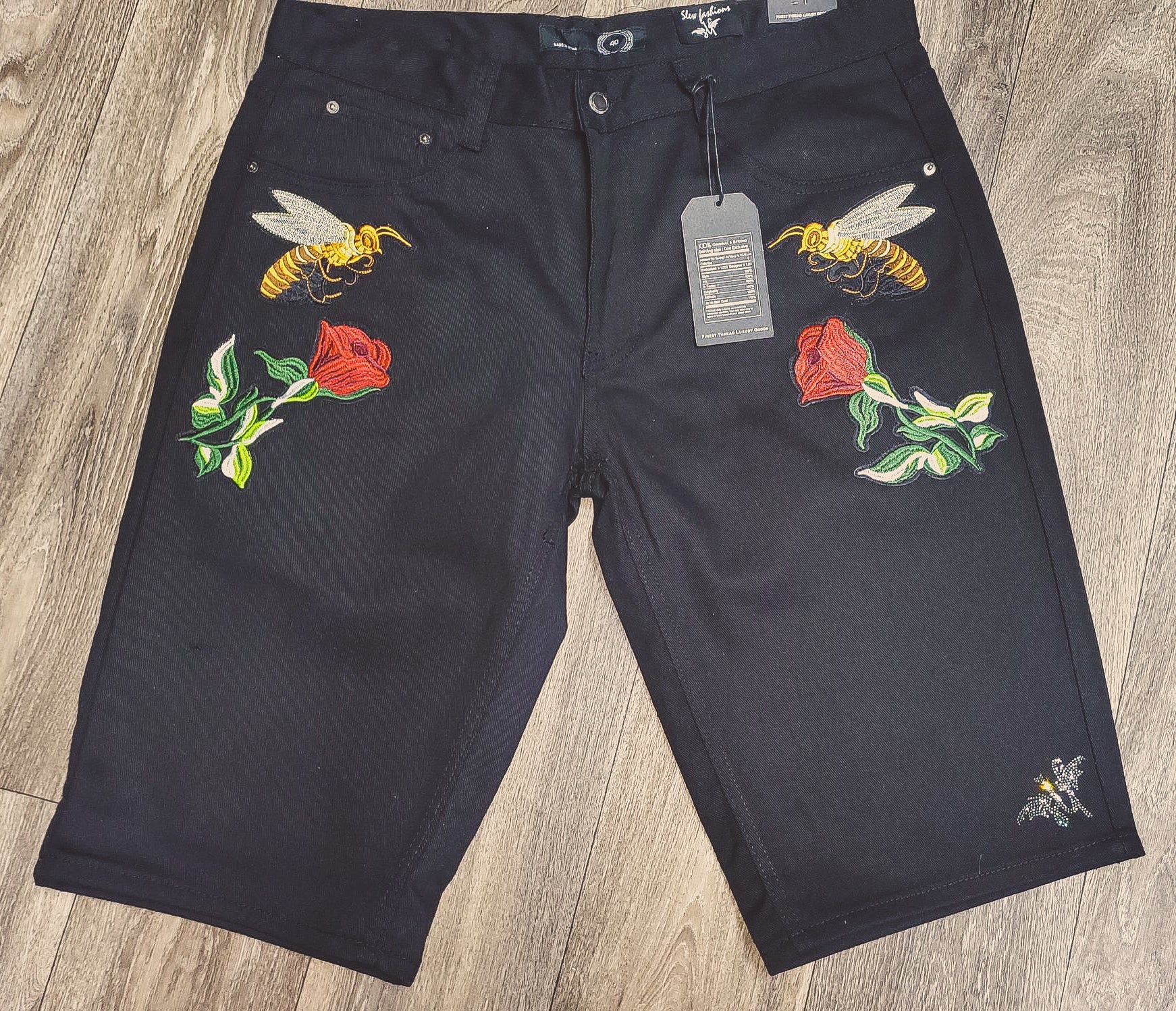 Jean Shorts with Patched Designs