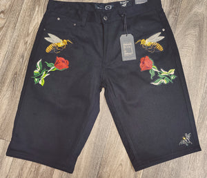 Jean Shorts with Patched Designs