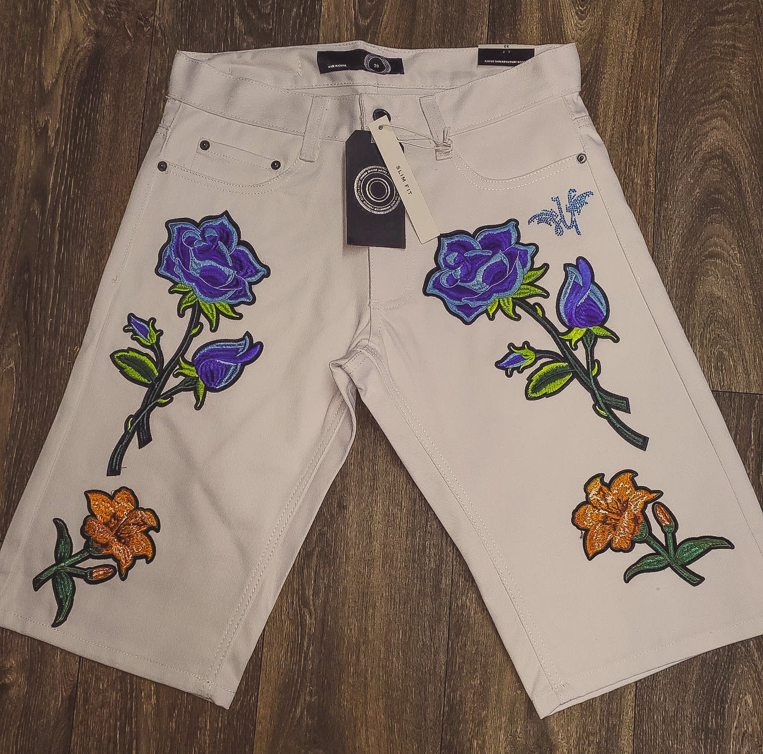 Jean Shorts with Patched Designs