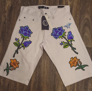 Jean Shorts with Patched Designs