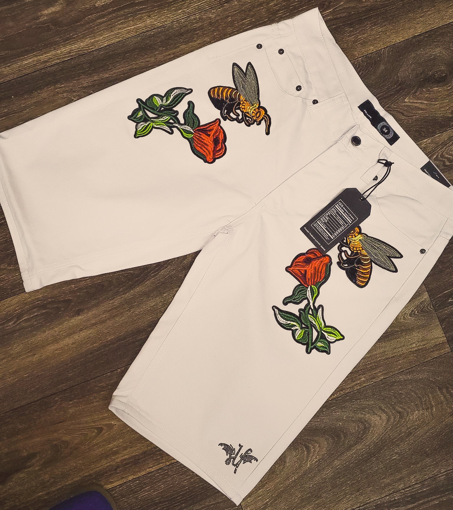 Jean Shorts with Patched Designs