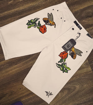 Jean Shorts with Patched Designs