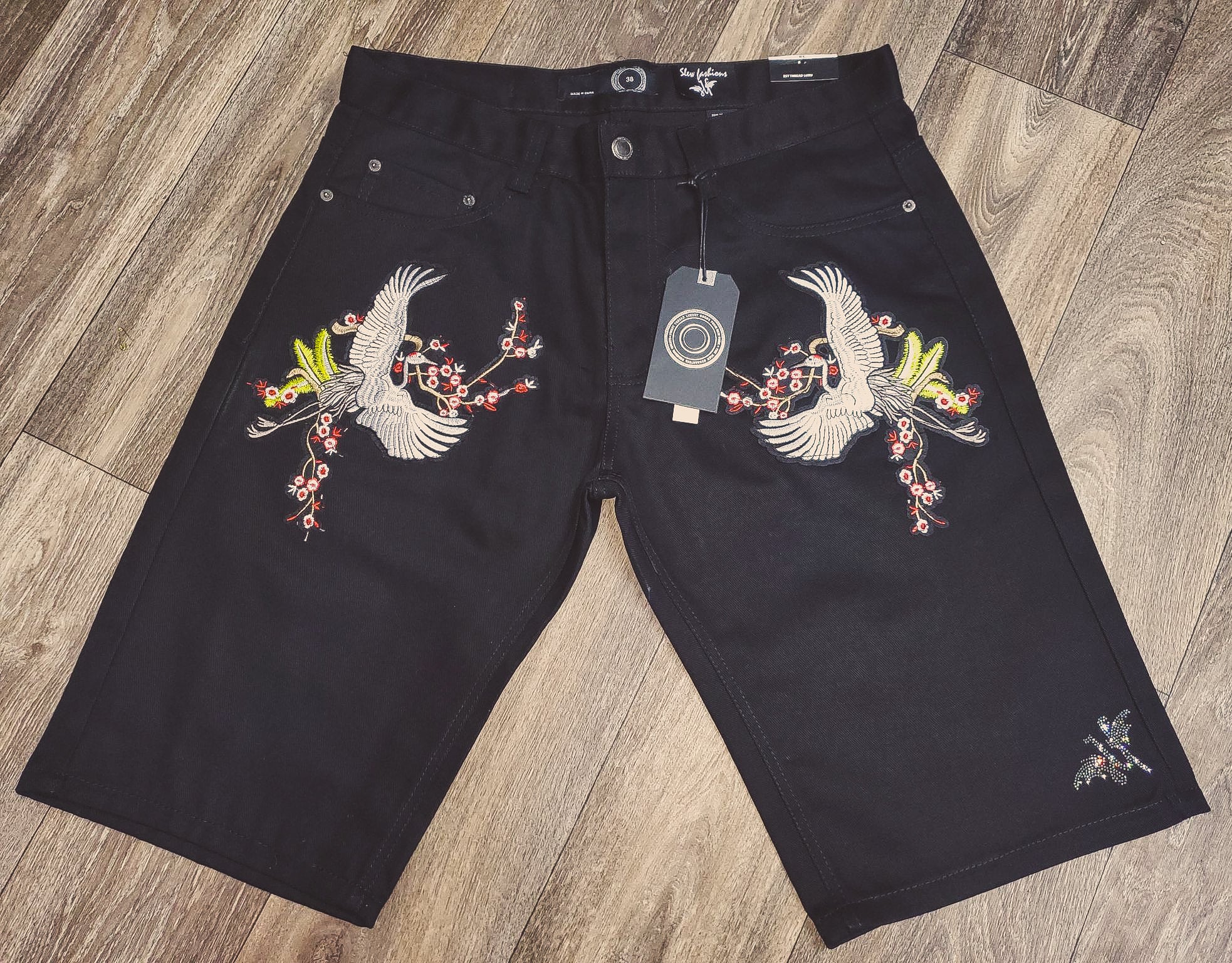 Jean Shorts with Patched Designs