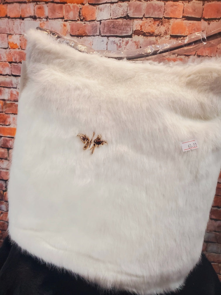 White Faux Fur Handbag