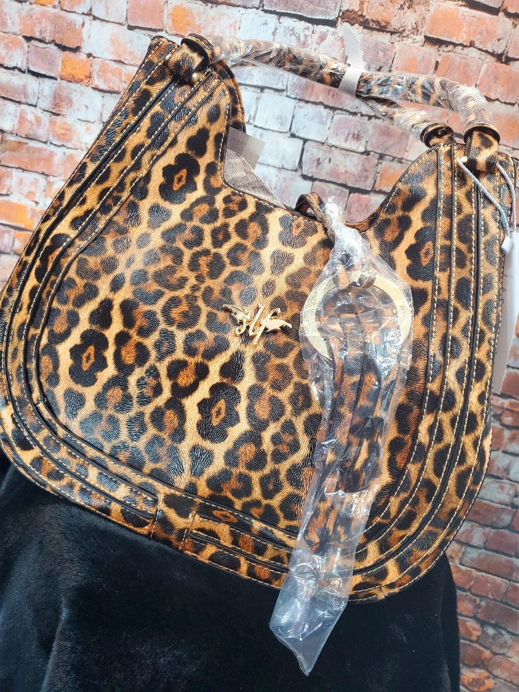 Leather Leopard Print Handbag