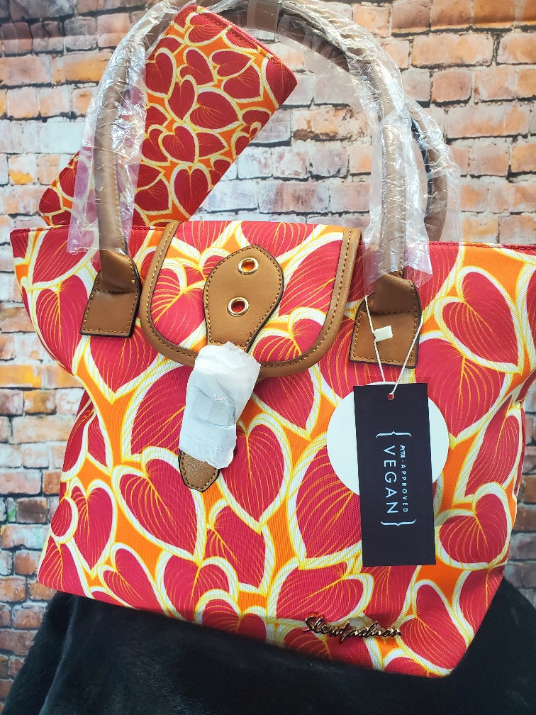 Heart Pattern Fabric Handbag Set