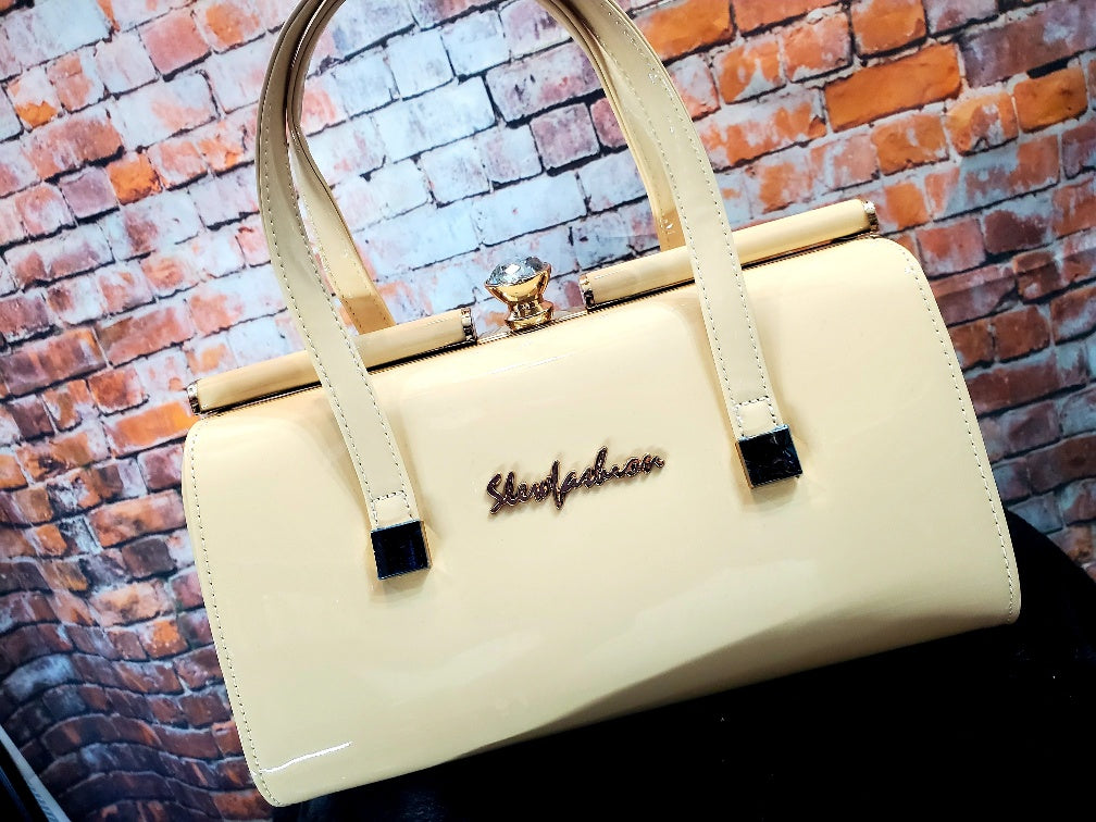 Cream Patent Leather Handbag